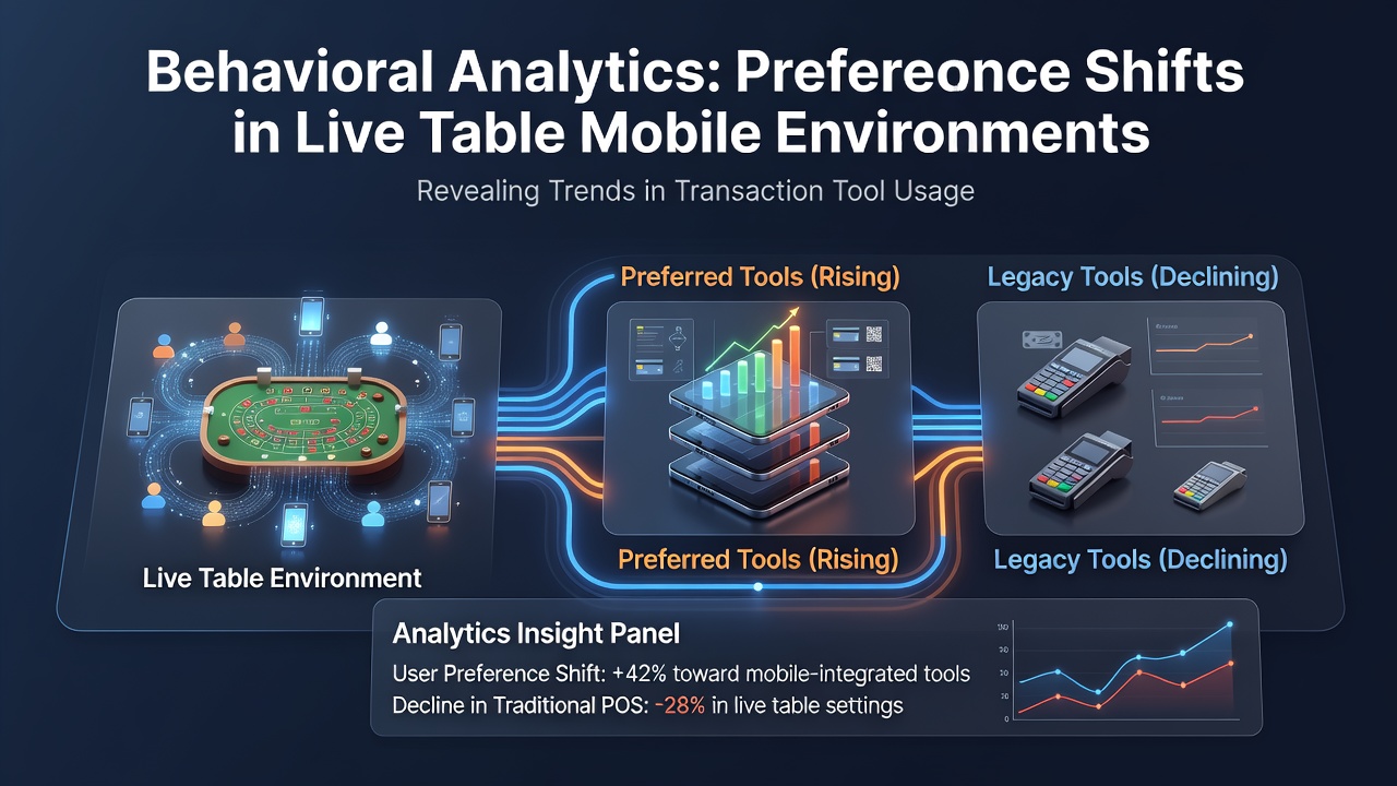 Mobile live table gaming interface showing transaction options and user analytics dashboard