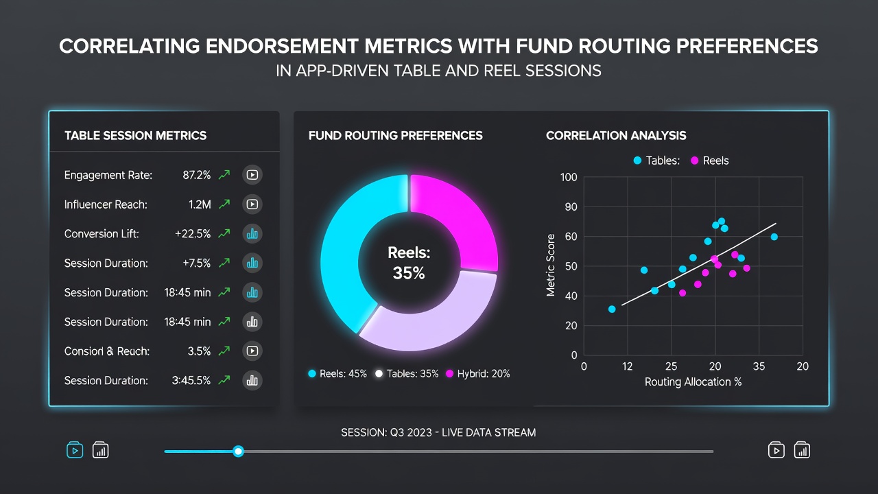 Analytics dashboard displaying endorsement scores alongside payment routing statistics for table and reel games
