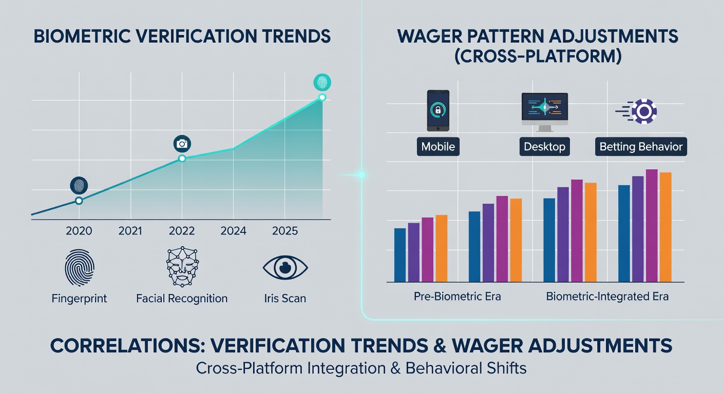 Data visualization of wager pattern adjustments following biometric verification in cross-platform virtual tables