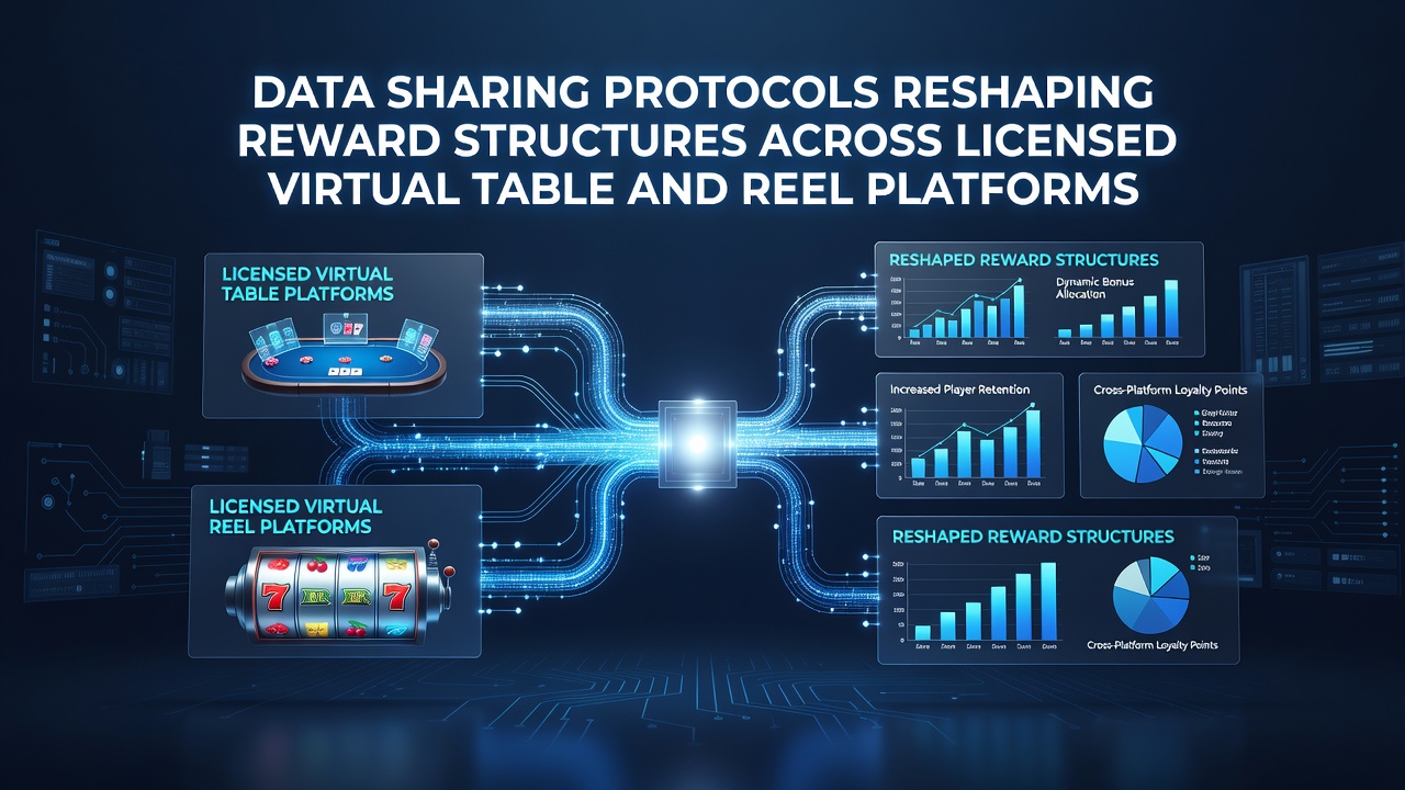 Data flow diagram showing reward calculations across licensed virtual table and slot platforms