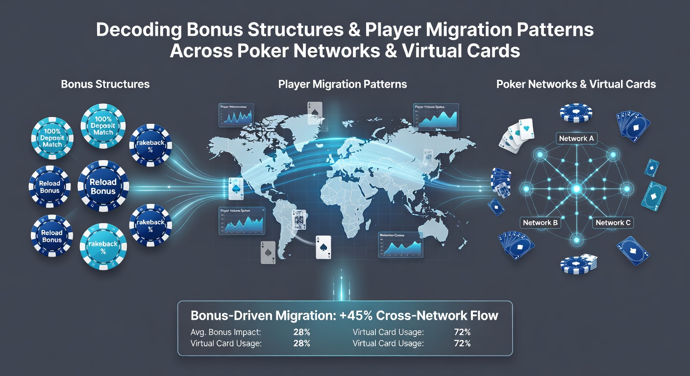 Data visualization of poker network player transfers influenced by varying bonus structures