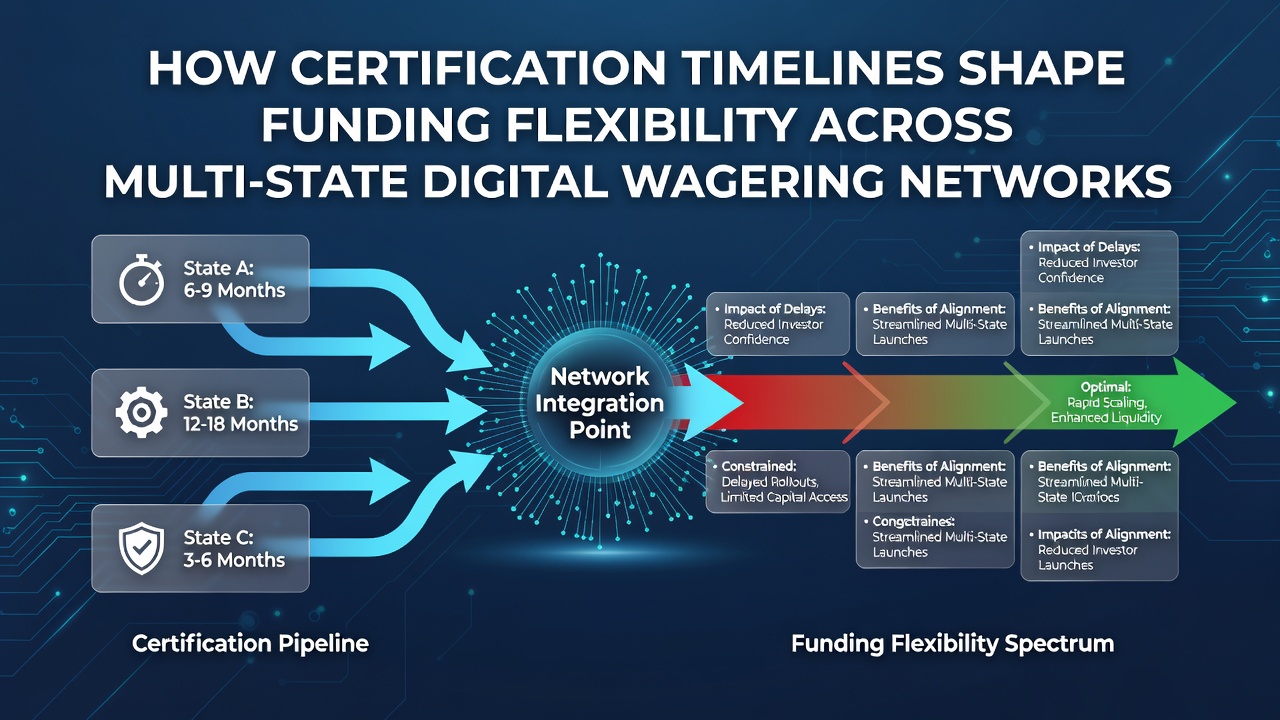 Multi-state wagering network funding models linked to certification cycles