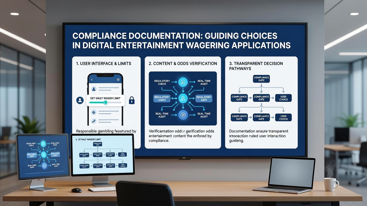 Digital wagering application dashboard displaying compliance and licensing information