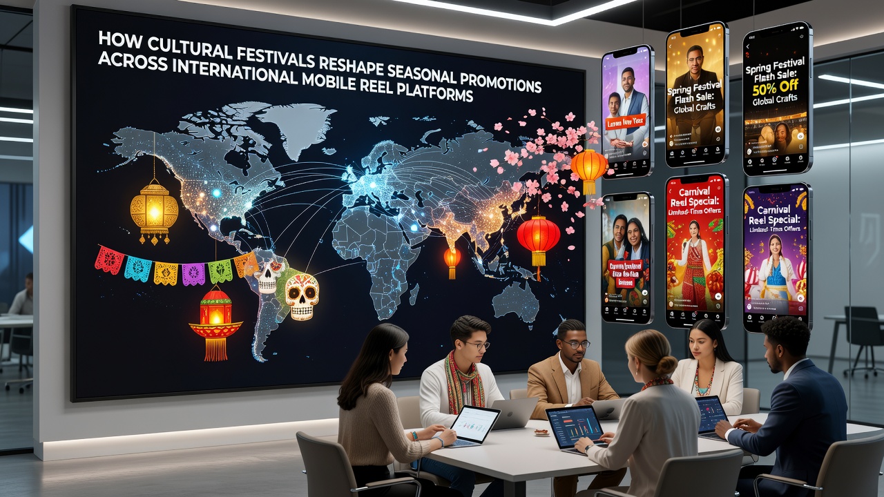 International users engaging with festival-themed mobile reel promotions on handheld devices