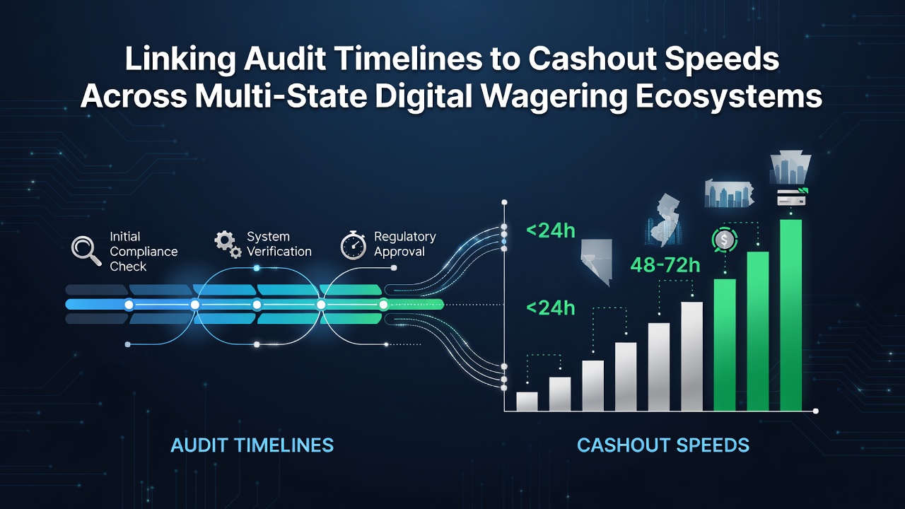 Digital wagering interface showing audit logs connected to withdrawal processing timelines across state lines