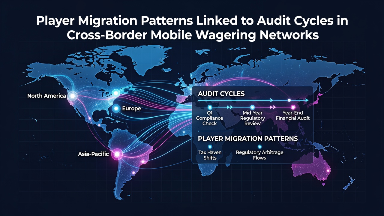 Visual representation of player migration flows between mobile wagering platforms during regulatory audit periods