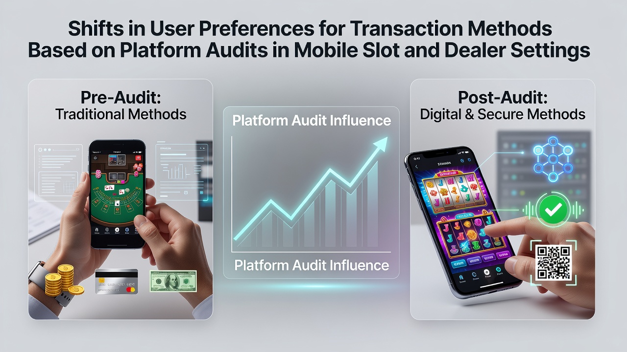 Mobile slot and live dealer transaction interfaces showing audit-based payment options